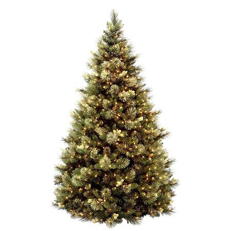 National Tree 7.5 Foot Carolina Pine Tree with Flocked Cones and 750 Clear Lights, Hinged